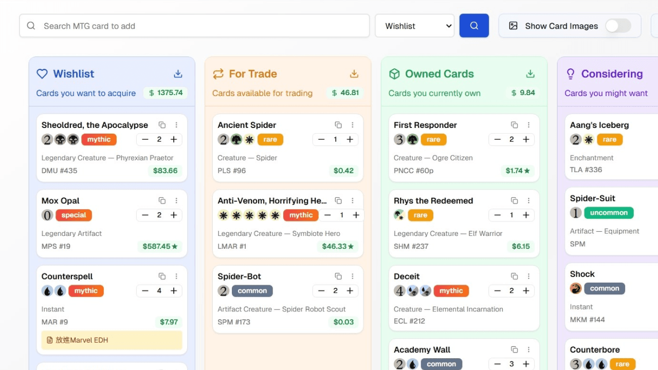 在清單之間拖放卡片